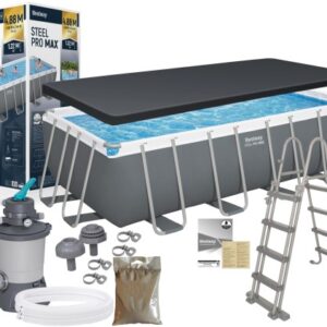 Basen Ogrodowy Bestway 56671 Stelażowy 488x244x122cm Pompa piaskowa Piasek