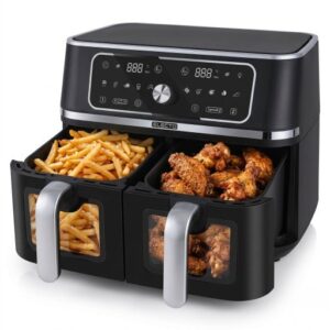 FRYTKOWNICA BEZTŁUSZCZOWA DWUKOMOROWA AIR FRYER 3100W DUŻA FRYTOWNICA 10L