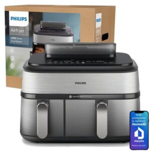 Frytkownica AIRFRYER Philips 9L 2750W NA555/00 2 kosze GOTOWANIE NA PARZE