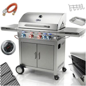 GRILL GAZOWY NIERDZEWNY 17,5 kW 4 + 1 ŻELIWNY NA BUTLĘ STAL ISAJ HEATLORD 2