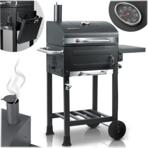 GRILL WĘGLOWY OGRODOWY KOMIN STALOWY RUSZT 57 x 43cm + TERMOMETR DUŻY