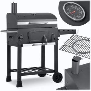 GRILL WĘGLOWY OGRODOWY KOMIN ŻELIWNY RUSZT 57 x 43cm + TERMOMETR DUŻY