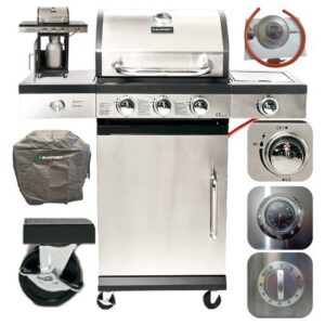 Grill Gazowy Palniki 3+1 Żeliwny Ruszt 9,3 kW Pokrowiec Blaupunkt GG301