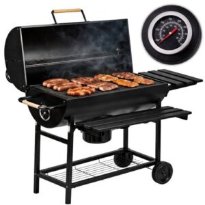 Grill Węglowy z Pokrywą Ogrodowy Duży z Półkami Popielnik Ruszt Przenośny