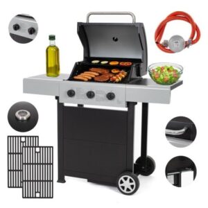 Grill gazowy ogrodowy żeliwny ruszt 3 palniki 7,2kW solidny BlackFlame