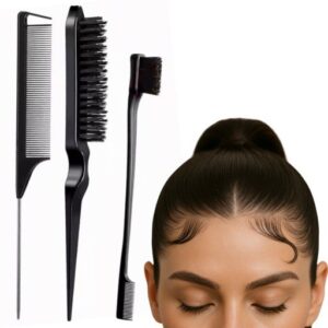 Grzebień Kokówka Szczotka Do Włosów Sleek Slick Bun Ponytail zestaw 3 szt