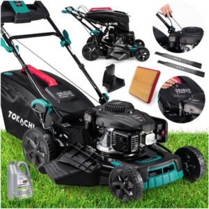 MOCNA KOSIARKA SPALINOWA Z NAPĘDEM 53CM SILNIK LONCIN 196CC KOSZ 65L + OLEJ