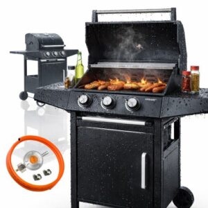 MOCNY GRILL GAZOWY STALOWY RUSZT ŻELIWNY 3 PALNIKI + WĄŻ i REDUKTOR 7,2kW