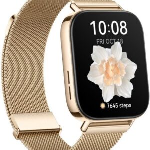 Nowoczesny Smartwatch AMOLED GPS SPO2 Złoty Duży Ekran 1,82 Sport Zdrowie