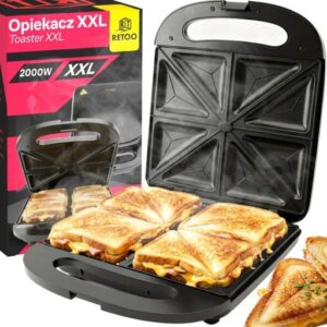OPIEKACZ DO KANAPEK TOSTÓW SANDWICH TOSTER XXL 2000W 4 KANAPKI NIEPRZYWIERA