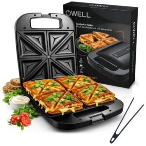 OPIEKACZ TOSTER NA 4 KANAPKI DUŻE TOSTY SANDWICH SZYBKIE GRZANKI + SZCZYPCE